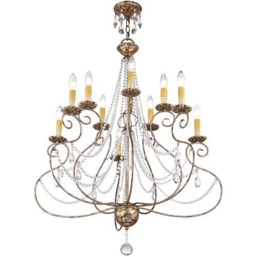 5 Light + 5 Light European Bronze Chandelier with Clear Crystals Shade-Lighting LumensChandeliers