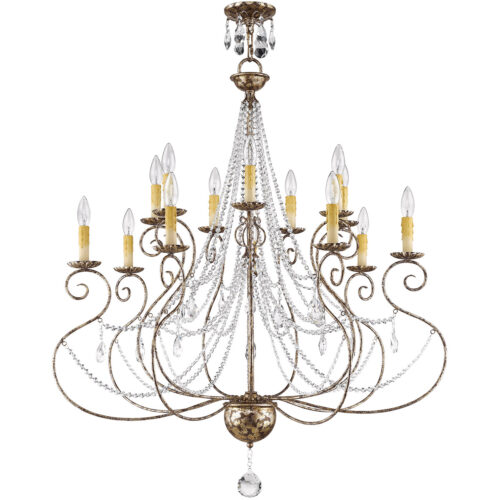 7+ 7 European Bronze Foyer Chandelier with Clear Crystals Shade-Lighting LumensChandeliers