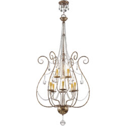 6 Light + 3 Light European Bronze Foyer Chandelier with Clear Crystals Shade-Lighting LumensChandeliers