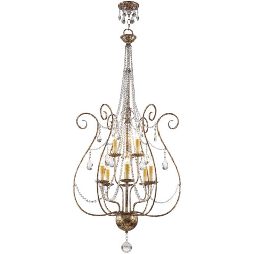 6 Light + 3 Light European Bronze Foyer Chandelier with Clear Crystals Shade-Lighting LumensChandeliers