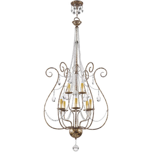 6 Light + 3 Light European Bronze Foyer Chandelier with Clear Crystals Shade-Lighting LumensChandeliers