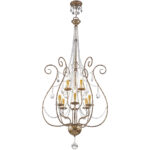 6 Light + 3 Light European Bronze Foyer Chandelier with Clear Crystals Shade-Lighting LumensChandeliers