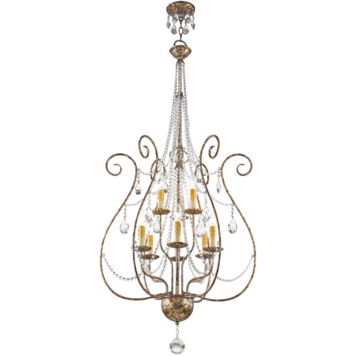 6 Light + 3 Light European Bronze Foyer Chandelier with Clear Crystals Shade-Lighting LumensChandeliers