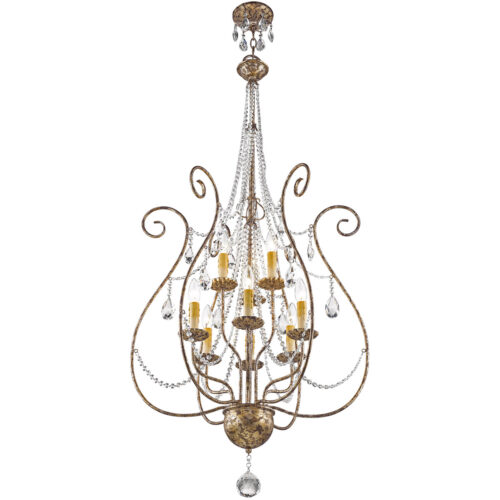 6 Light + 3 Light European Bronze Foyer Chandelier with Clear Crystals Shade-Lighting LumensChandeliers