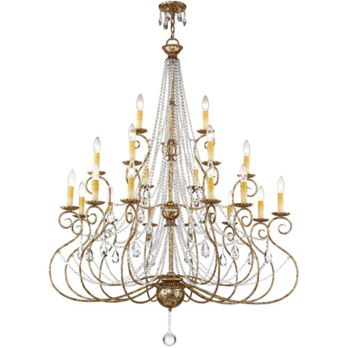 21 Light European Bronze Foyer Chandelier with Clear Crystals Shade-Lighting LumensChandeliers