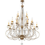 21 Light European Bronze Foyer Chandelier with Clear Crystals Shade-Lighting LumensChandeliers