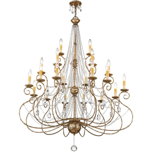 21 Light European Bronze Foyer Chandelier with Clear Crystals Shade-Lighting LumensChandeliers