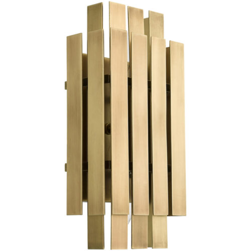 6 inch 2 Light Natural Brass ADA Wall Sconce with Natural Brass Metal Shade Shade-Lighting LumensWall Sconces