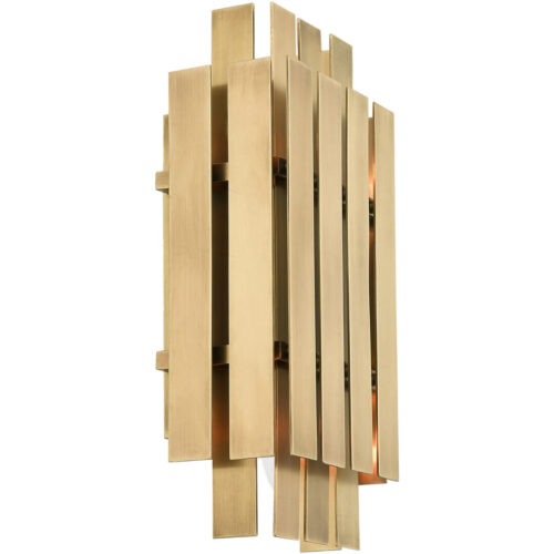 6 inch 2 Light Natural Brass ADA Wall Sconce with Natural Brass Metal Shade Shade-Lighting LumensWall Sconces