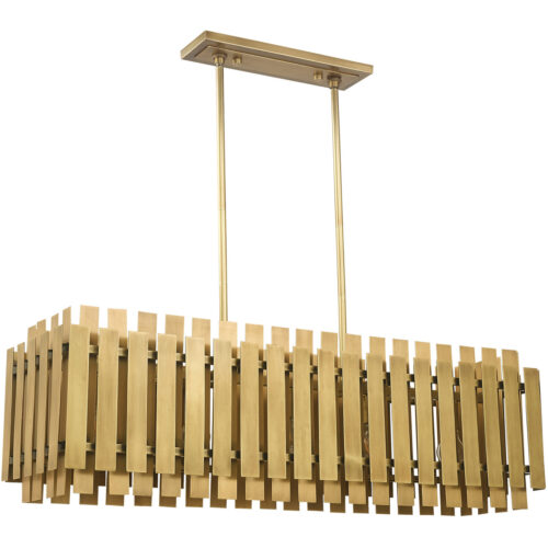 12 inch 5 Light Natural Brass Linear Chandelier with Natural Brass Metal Shade-Lighting LumensChandeliers