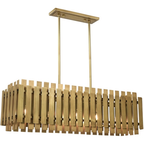 12 inch 5 Light Natural Brass Linear Chandelier with Natural Brass Metal Shade-Lighting LumensChandeliers