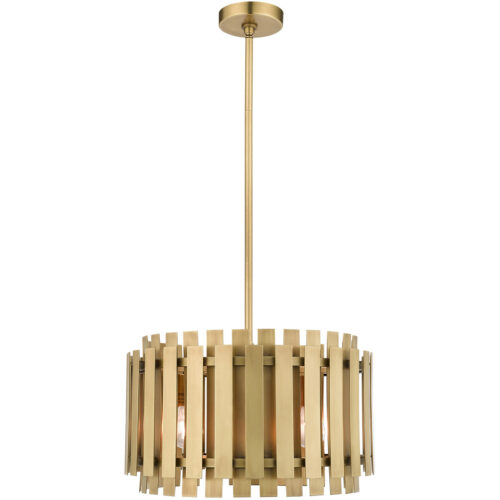 5 Light Natural Brass Pendant Chandelier with Natural Brass Metal Shade-Lighting LumensChandeliers