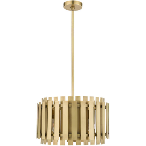 5 Light Natural Brass Pendant Chandelier with Natural Brass Metal Shade-Lighting LumensChandeliers