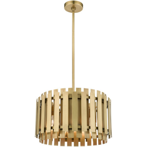 5 Light Natural Brass Pendant Chandelier with Natural Brass Metal Shade-Lighting LumensChandeliers