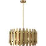 6 Light Natural Brass Pendant Chandelier with Natural Brass Metal Shade-Lighting LumensChandeliers