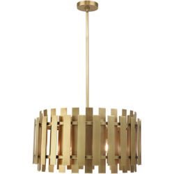 6 Light Natural Brass Pendant Chandelier with Natural Brass Metal Shade-Lighting LumensChandeliers