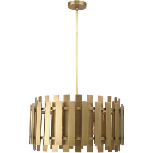 6 Light Natural Brass Pendant Chandelier with Natural Brass Metal Shade-Lighting LumensChandeliers