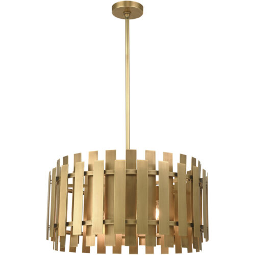 6 Light Natural Brass Pendant Chandelier with Natural Brass Metal Shade-Lighting LumensChandeliers