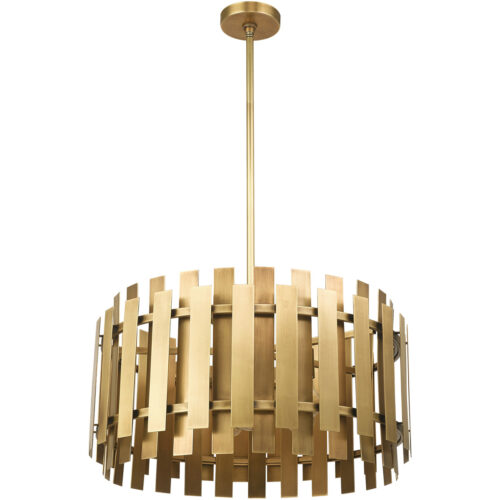 6 Light Natural Brass Pendant Chandelier with Natural Brass Metal Shade-Lighting LumensChandeliers