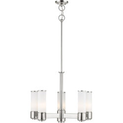 5 Light Polished Nickel Dinette Chandelier with Hand Blown Satin Opal White Glass Shade-Lighting LumensChandeliers