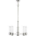 5 Light Polished Nickel Dinette Chandelier with Hand Blown Satin Opal White Glass Shade-Lighting LumensChandeliers