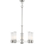 5 Light Polished Nickel Dinette Chandelier with Hand Blown Satin Opal White Glass Shade-Lighting LumensChandeliers