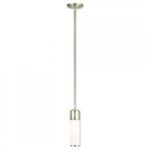 1 Light Polished Nickel Mini Pendant with Hand Blown Satin Opal White Glass Shade-Lighting LumensPendant Lights