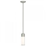 1 Light Brushed Nickel Mini Pendant with Hand Blown Satin Opal White Glass Shade-Lighting LumensPendant Lights