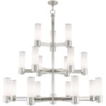 17 Light Polished Nickel Foyer Chandelier with Hand Blown Satin Opal White Glass Shade-Lighting LumensChandeliers