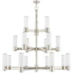 17 Light Polished Nickel Foyer Chandelier with Hand Blown Satin Opal White Glass Shade-Lighting LumensChandeliers