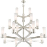 17 Light Polished Nickel Foyer Chandelier with Hand Blown Satin Opal White Glass Shade-Lighting LumensChandeliers