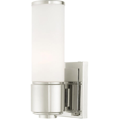 4.75 inch 1 Light Polished Nickel Wall Sconce/ Bathroom Vanity light fixture with White Glass Shade-Lighting LumensWall Sconces