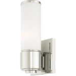 4.75 inch 1 Light Polished Nickel Wall Sconce/ Bathroom Vanity light fixture with White Glass Shade-Lighting LumensWall Sconces