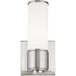 4.75 inch 1 Light Brushed Nickel Wall Sconce/ Bathroom Vanity light fixture with White Glass Shade-Lighting LumensWall Sconces