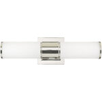 16.5 inch 2 Light Polished Nickel Wall Sconce/ Bathroom Vanity light fixture with White Glass Shade-Lighting LumensWall Sconces