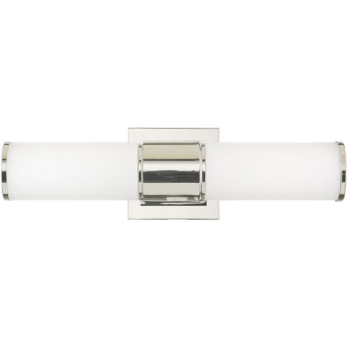 16.5 inch 2 Light Polished Nickel Wall Sconce/ Bathroom Vanity light fixture with White Glass Shade-Lighting LumensWall Sconces