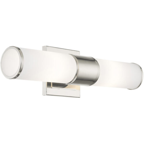 16.5 inch 2 Light Polished Nickel Wall Sconce/ Bathroom Vanity light fixture with White Glass Shade-Lighting LumensWall Sconces