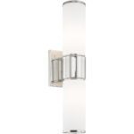 16.5 inch 2 Light Polished Nickel Wall Sconce/ Bathroom Vanity light fixture with White Glass Shade-Lighting LumensWall Sconces