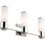 22 inch 3 Light Polished Nickel Wall Sconce/ Bathroom Vanity light fixture with White Glass Shade-Lighting LumensWall Sconces