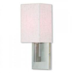 5 inch 1 Light Brushed Nickel Wall Sconce with Hand Crafted Oatmeal Color Fabric Hardback Shade Shade-Lighting LumensWall Sconces