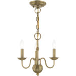 3 Light Antique Brass Mini Chandelier with Steel base material-Lighting LumensChandeliers