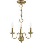 3 Light Antique Brass Mini Chandelier with Steel base material-Lighting LumensChandeliers