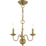 3 Light Antique Brass Mini Chandelier with Steel base material-Lighting LumensChandeliers