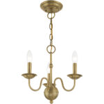 3 Light Antique Brass Mini Chandelier with Steel base material-Lighting LumensChandeliers