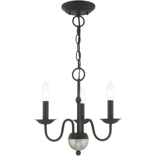 3 Light Black Mini Chandelier with Steel base material-Lighting LumensChandeliers