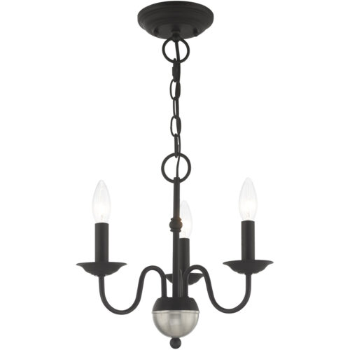 3 Light Black Mini Chandelier with Steel base material-Lighting LumensChandeliers