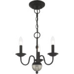 3 Light Black Mini Chandelier with Steel base material-Lighting LumensChandeliers