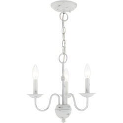 3 Light Antique White Mini Chandelier with Steel base material-Lighting LumensChandeliers