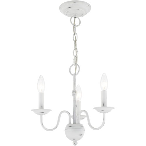 3 Light Antique White Mini Chandelier with Steel base material-Lighting LumensChandeliers