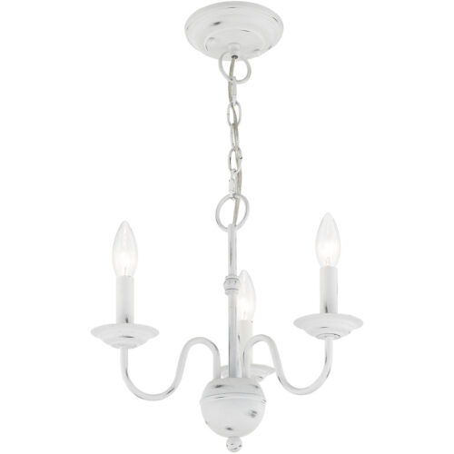 3 Light Antique White Mini Chandelier with Steel base material-Lighting LumensChandeliers